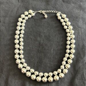 Chic Double Strand Silver Bead Necklace